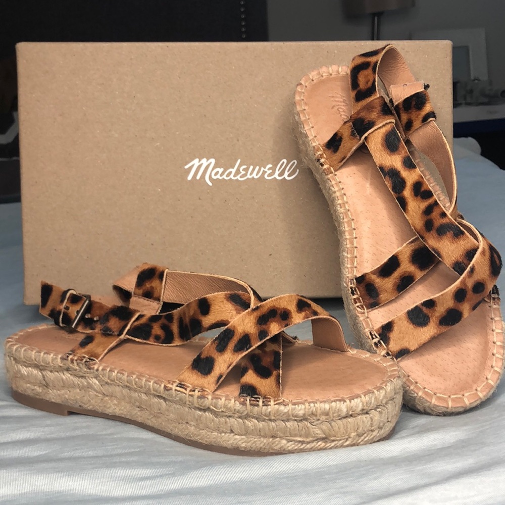 Madewell Leopard print Sandal Wedges size 6.5
